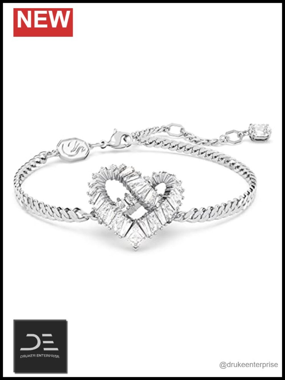 Swarovski Matrix Heart Bracelet Clear Crystals Rhodium Finish